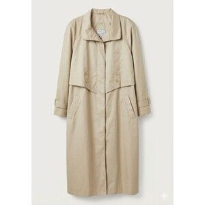 Vintage 90s tan satin Trench Coat Women Size 12 Waterproof Raincoat Minimalists